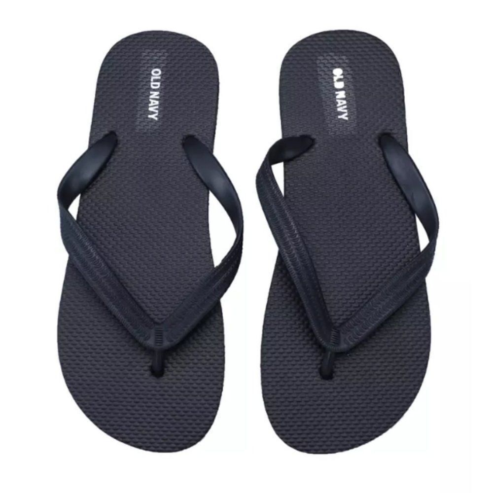 Old Navy Boys Milk Black Slip On Ankle Strap Flip Flop Flat Sandal Size 2/3